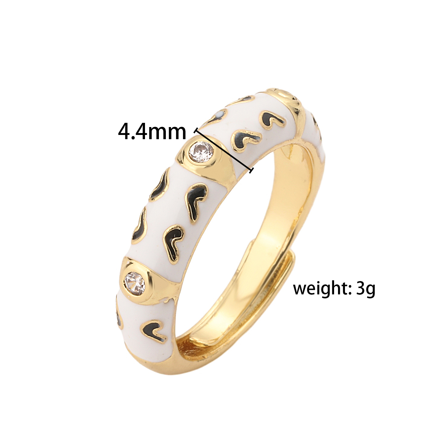 Elegant Colorful Heart Shape Copper Enamel Plating Inlay Zircon 18k Gold Plated Open Rings display picture 7