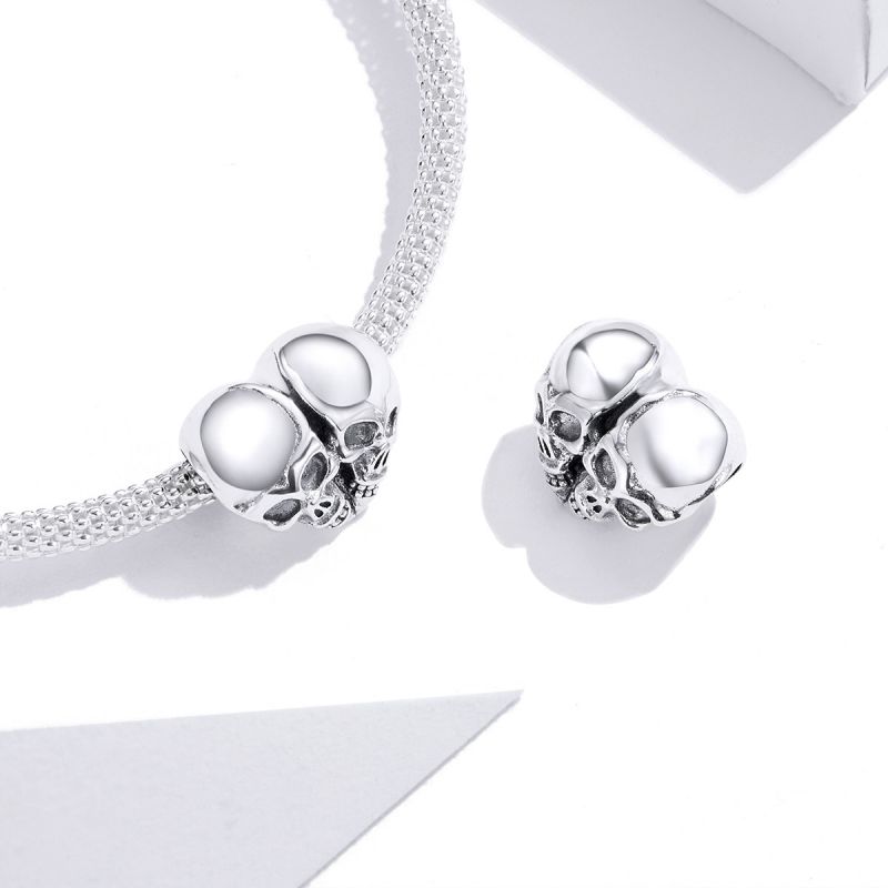 Casual Handmade Novelty Heart Shape Skull White Gold Plated Zircon Sterling Silver Wholesale Jewelry Accessories display picture 5