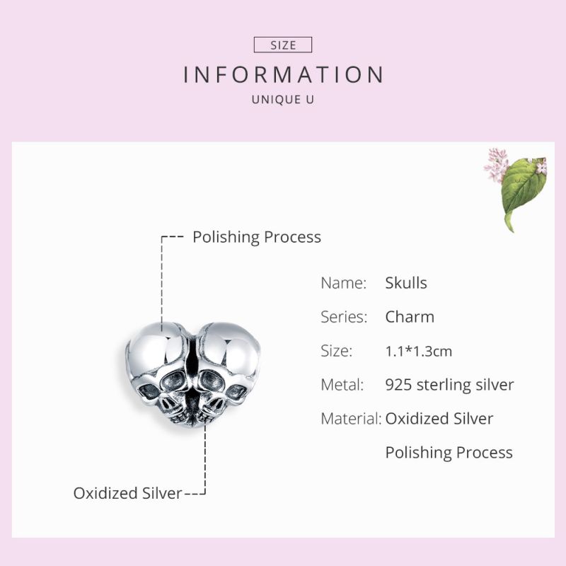 Casual Handmade Novelty Heart Shape Skull White Gold Plated Zircon Sterling Silver Wholesale Jewelry Accessories display picture 8