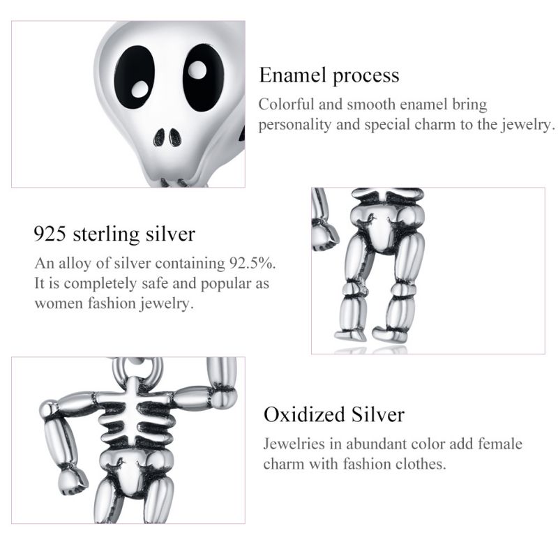 Casual Handmade Novelty Heart Shape Skull White Gold Plated Zircon Sterling Silver Wholesale Jewelry Accessories display picture 14