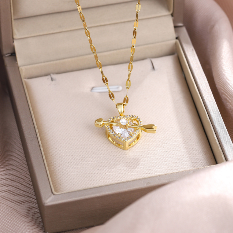 Simple Style Heart Shape Stainless Steel Zircon Pendant Necklace In Bulk display picture 2