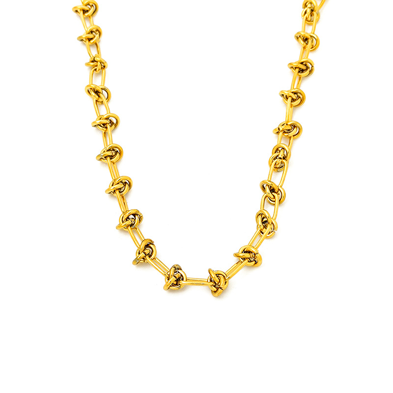 Titan Stahl 18 Karat Vergoldet Retro Einfacher Stil Vierblättriges Kleeblatt Runden Armbänder Halskette display picture 1