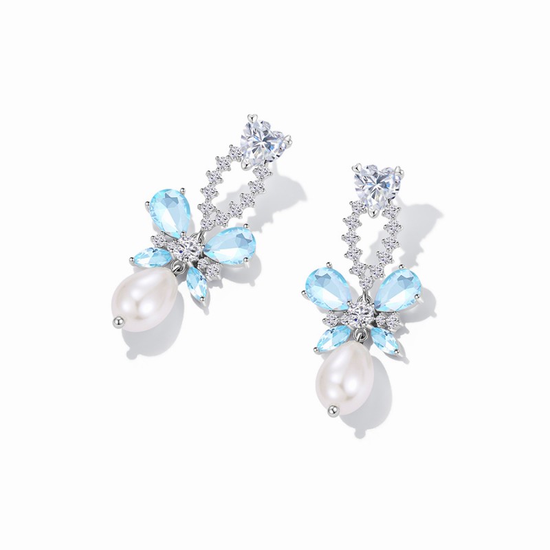 1 Pair Sweet Korean Style Butterfly Inlay Alloy Zircon Drop Earrings display picture 5