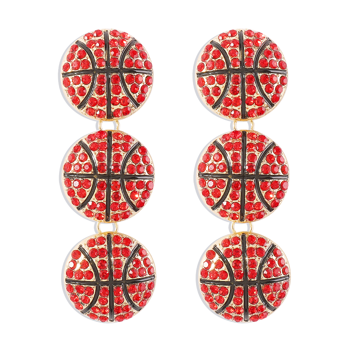 1 Pair Exaggerated Shiny Ball Basketball Football Enamel Inlay Alloy Rhinestones Drop Earrings display picture 6