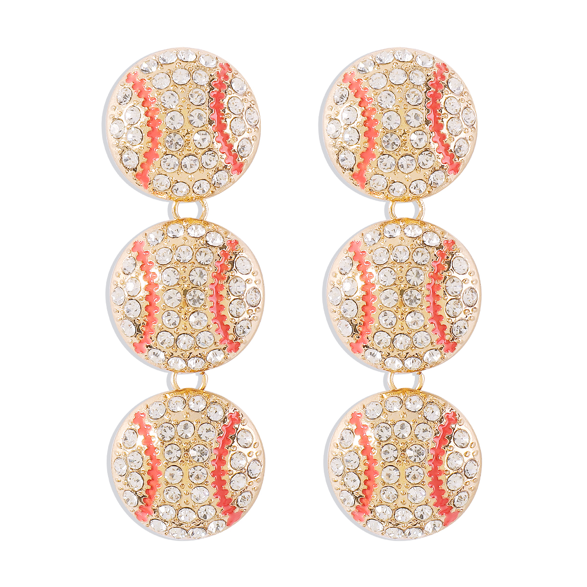 1 Pair Exaggerated Shiny Ball Basketball Football Enamel Inlay Alloy Rhinestones Drop Earrings display picture 5