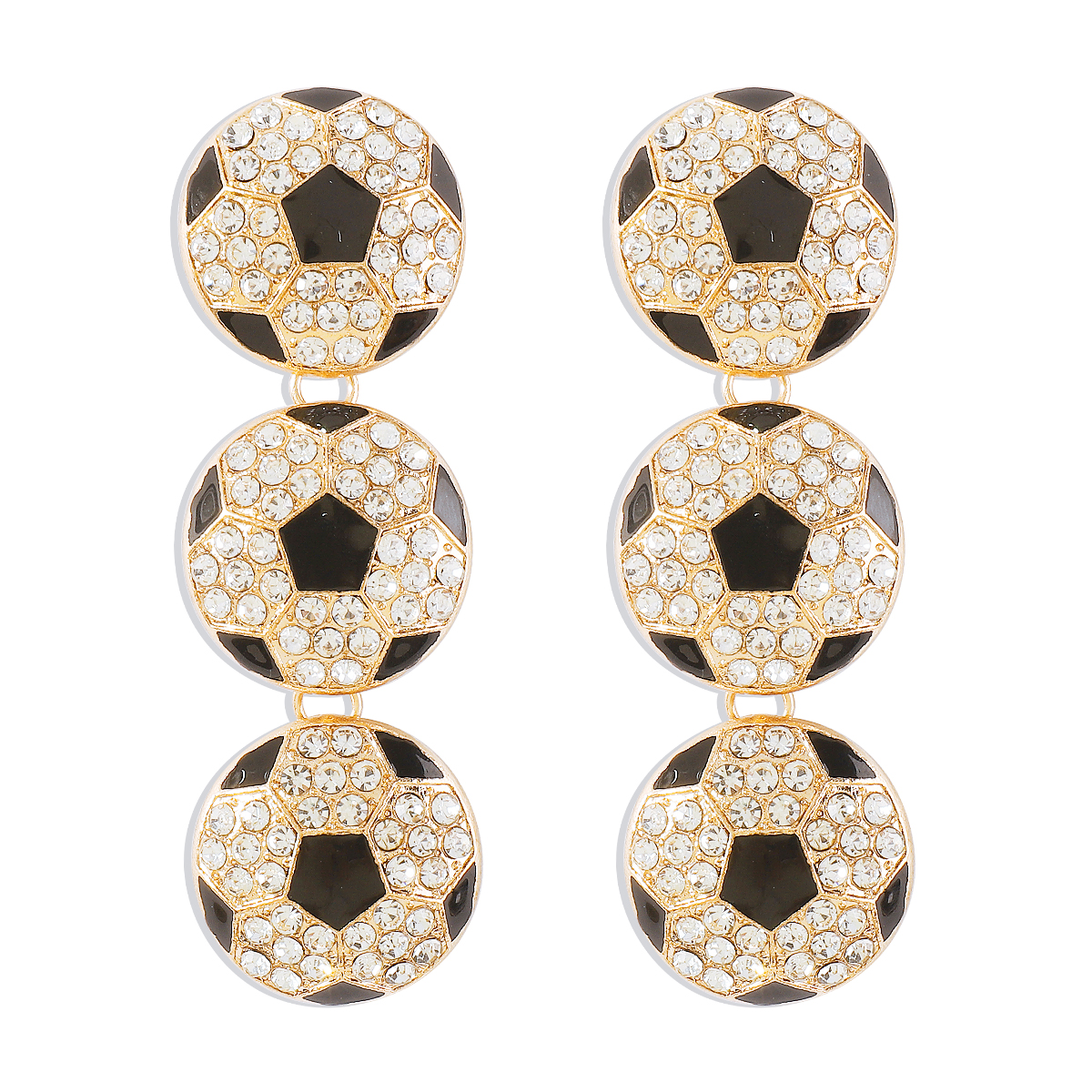 1 Pair Exaggerated Shiny Ball Basketball Football Enamel Inlay Alloy Rhinestones Drop Earrings display picture 10