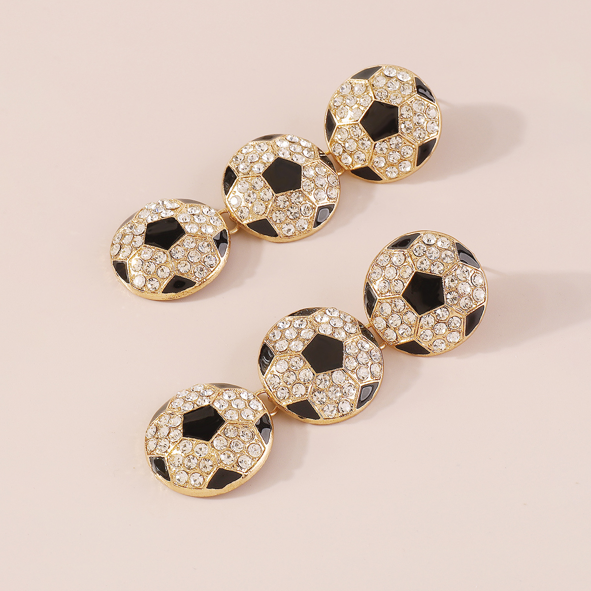 1 Pair Exaggerated Shiny Ball Basketball Football Enamel Inlay Alloy Rhinestones Drop Earrings display picture 18