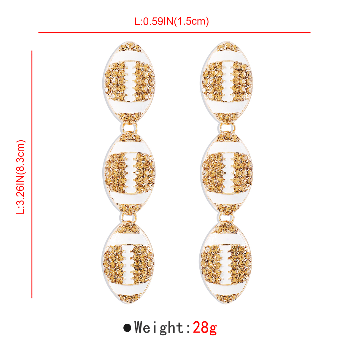 1 Pair Exaggerated Shiny Ball Basketball Football Enamel Inlay Alloy Rhinestones Drop Earrings display picture 27