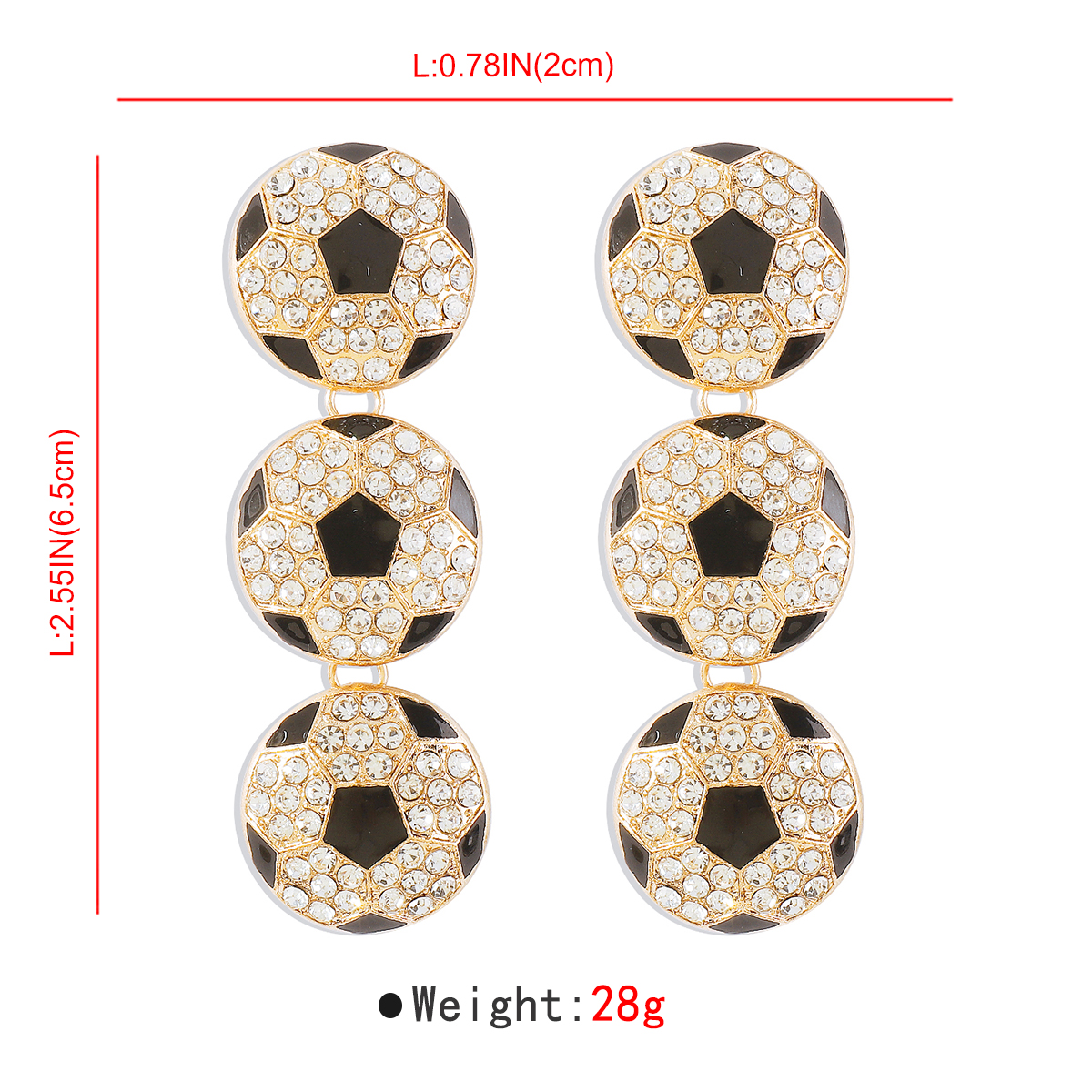 1 Pair Exaggerated Shiny Ball Basketball Football Enamel Inlay Alloy Rhinestones Drop Earrings display picture 24