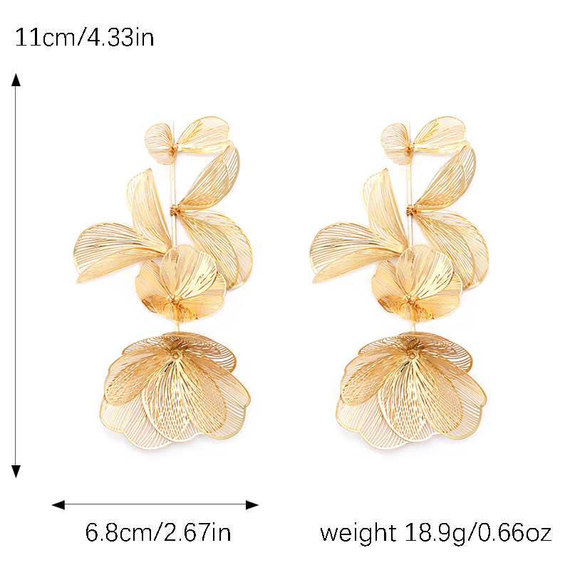 1 Pair Vintage Style Exaggerated Flower Plating Alloy Drop Earrings display picture 1
