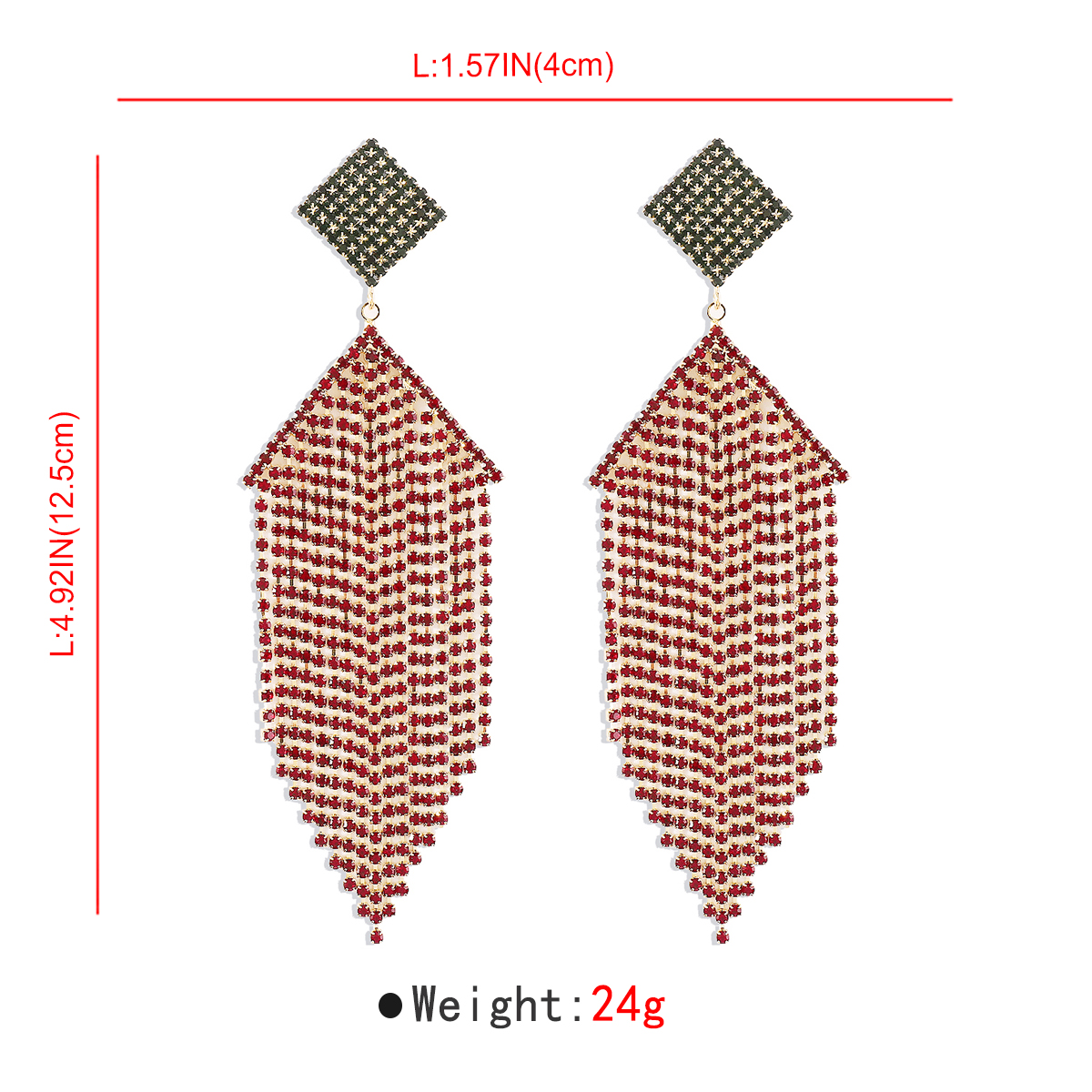 1 Pair Shiny Square Tassel Inlay Alloy Rhinestones Drop Earrings display picture 14