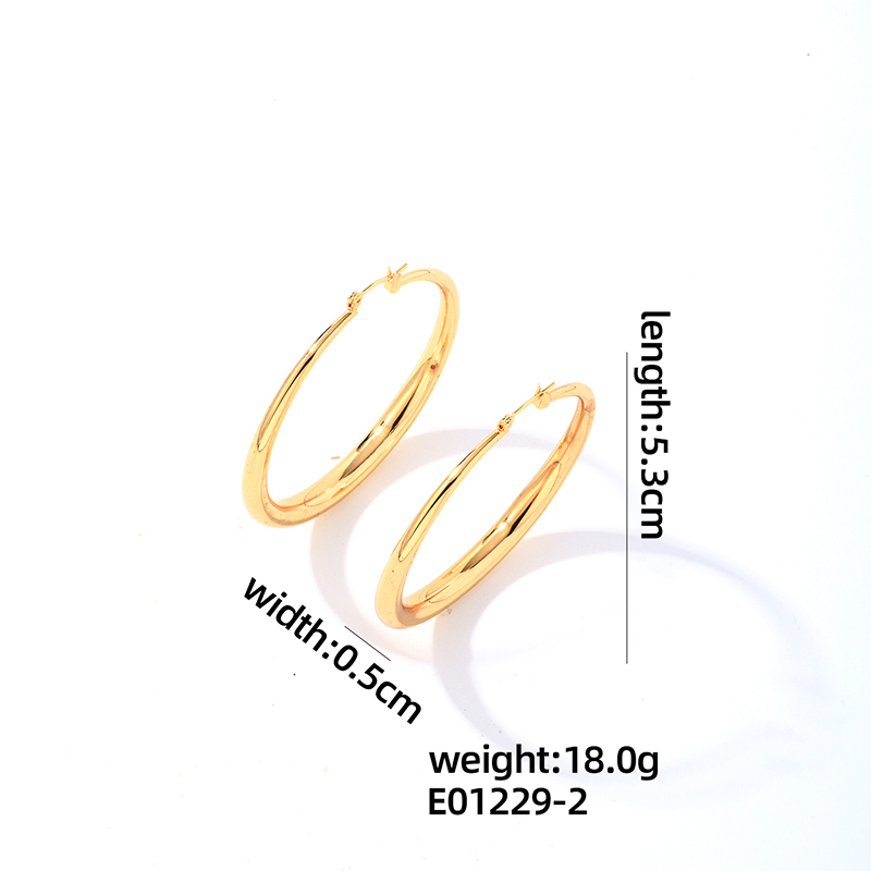 1 Pair Casual Elegant Simple Style Round Plating Copper Gold Plated Hoop Earrings display picture 1