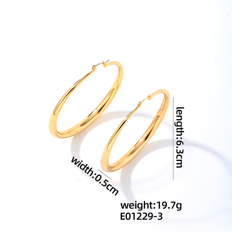 1 Pair Casual Elegant Simple Style Round Plating Copper Gold Plated Hoop Earrings display picture 3