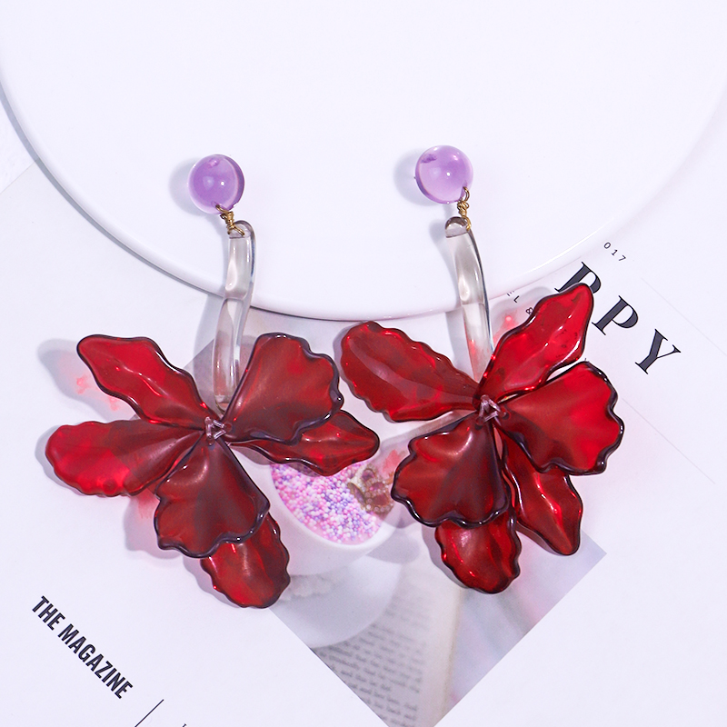 1 Pair Exaggerated Flower Transparent Plastic Drop Earrings display picture 3