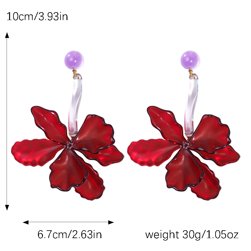 1 Pair Exaggerated Flower Transparent Plastic Drop Earrings display picture 1