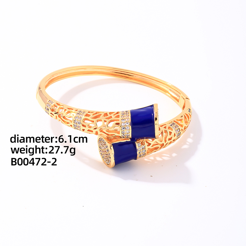 Casual Elegant Glam Geometric Round Copper Enamel Plating Inlay Zircon Gold Plated Rings Bracelets display picture 5