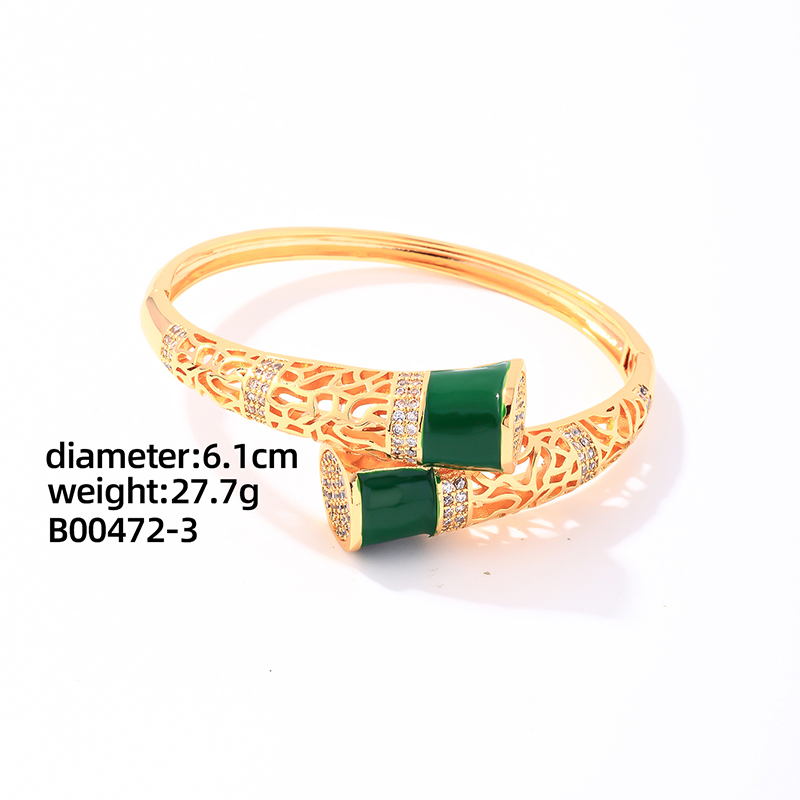 Casual Elegant Glam Geometric Round Copper Enamel Plating Inlay Zircon Gold Plated Rings Bracelets display picture 4