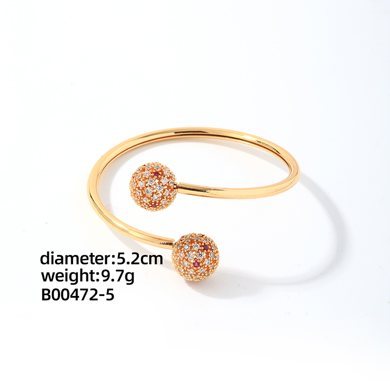 Copper K Gold Plated Casual Elegant Glam Plating Inlay Geometric Round Zircon Rings Bracelets display picture 2