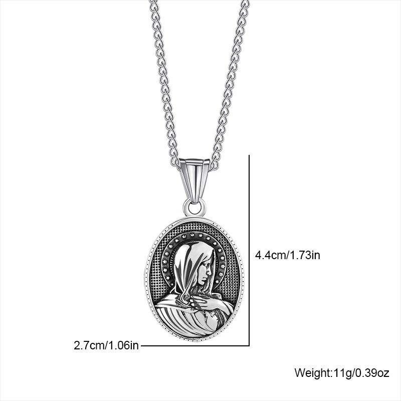 Retro Virgin Mary Stainless Steel Unisex Pendant Necklace display picture 2