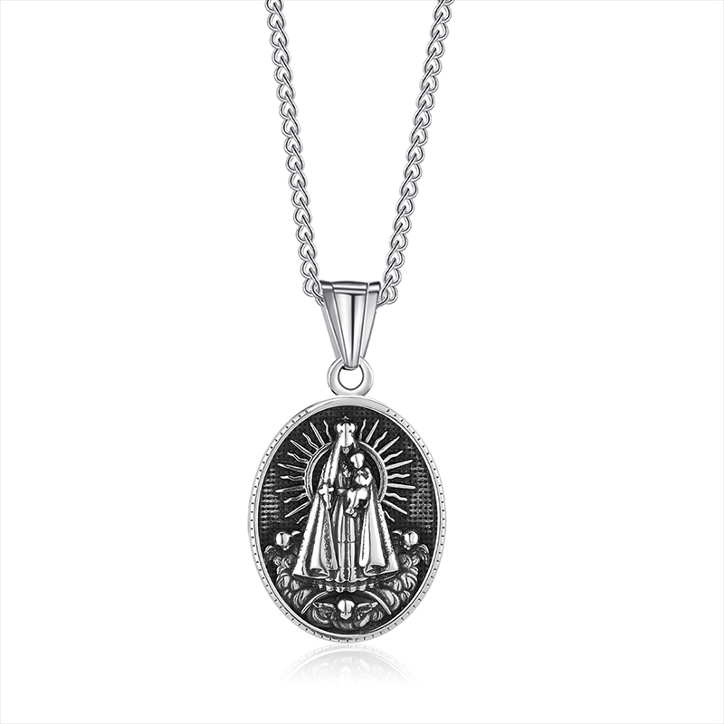Retro Virgin Mary Stainless Steel Unisex Pendant Necklace display picture 5