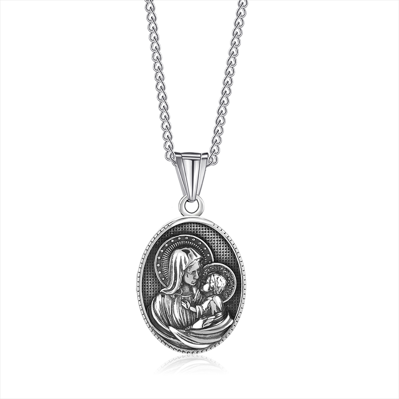 Retro Virgin Mary Stainless Steel Unisex Pendant Necklace display picture 7