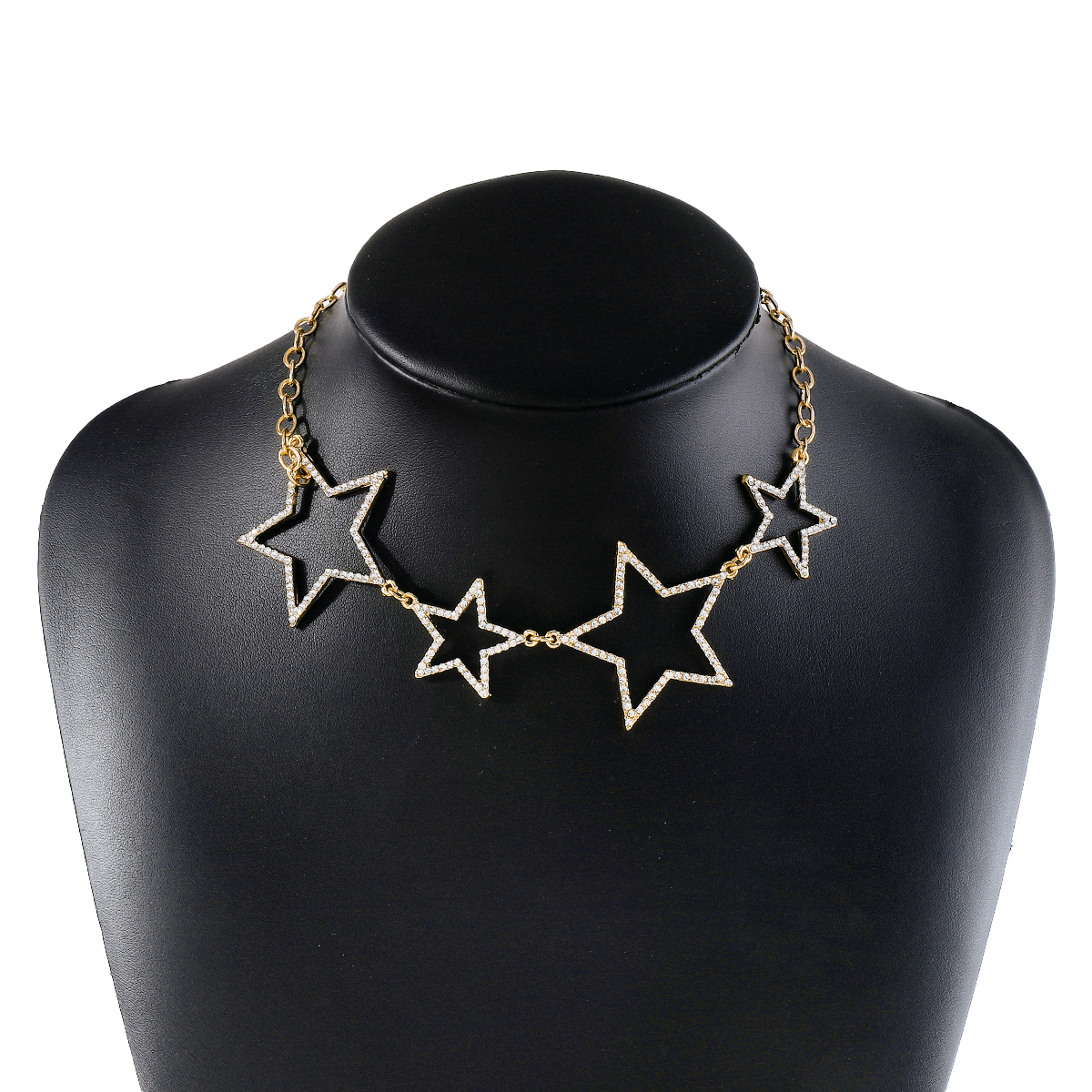 Wholesale Jewelry Elegant Shiny Pentagram Alloy Iron Rhinestones Inlay Necklace display picture 4