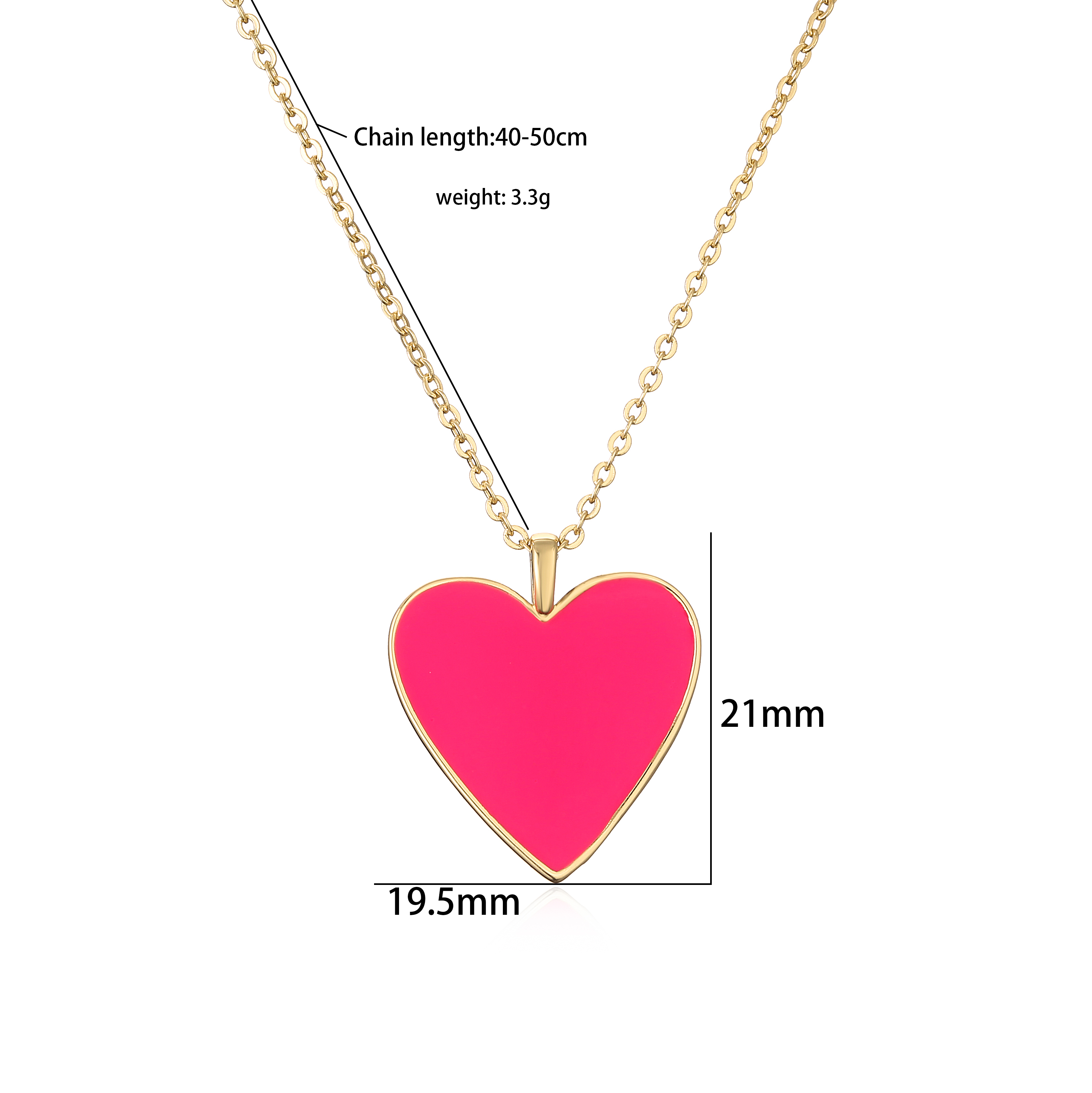 Sweet Simple Style Heart Shape Copper Enamel Plating 18k Gold Plated Pendant Necklace display picture 6