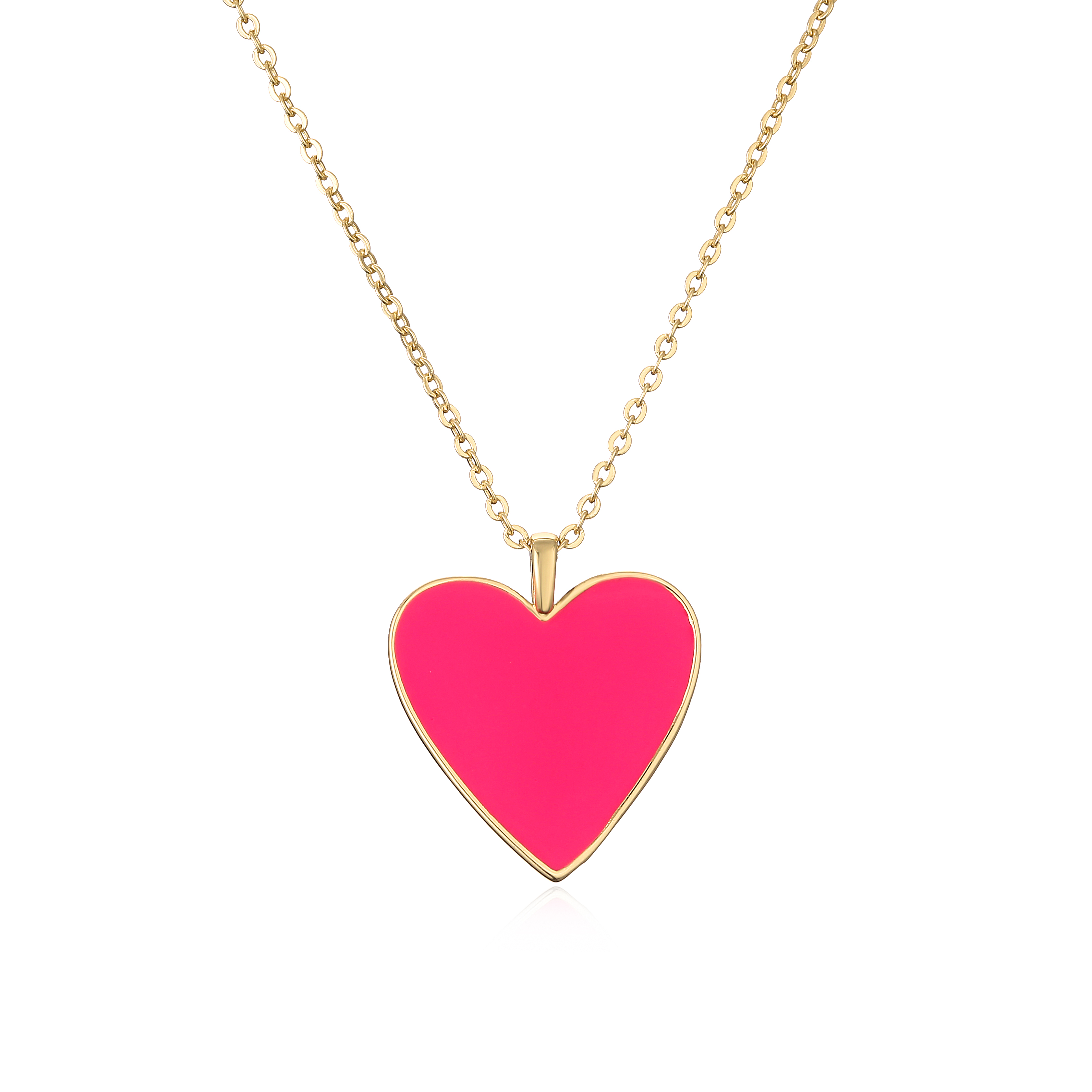 Sweet Simple Style Heart Shape Copper Enamel Plating 18k Gold Plated Pendant Necklace display picture 5