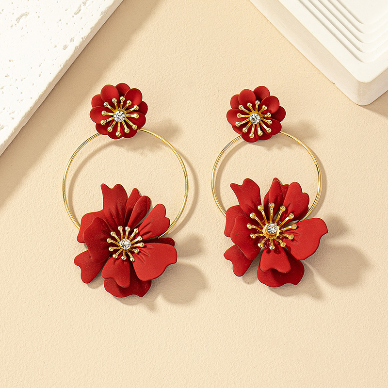 1 Pair Fairy Style Retro Korean Style Flower Plating Alloy Drop Earrings display picture 4