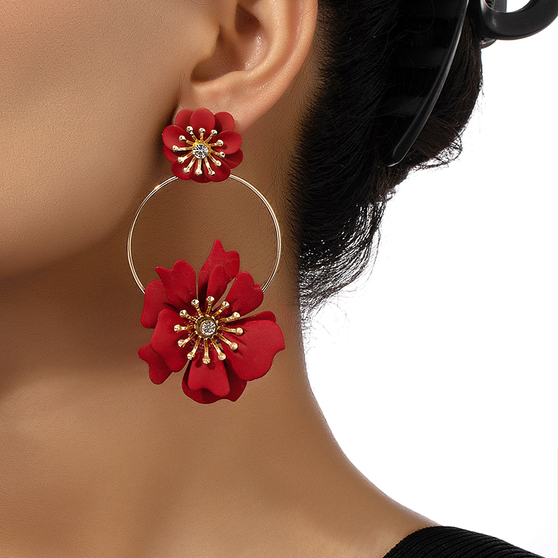 1 Pair Fairy Style Retro Korean Style Flower Plating Alloy Drop Earrings display picture 7