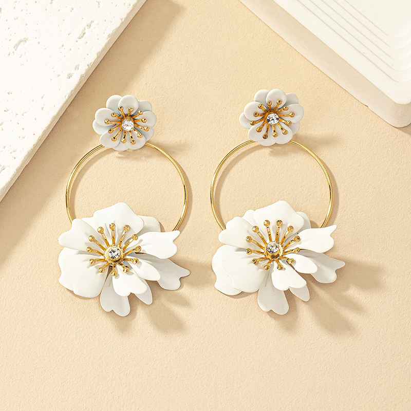 1 Pair Fairy Style Retro Korean Style Flower Plating Alloy Drop Earrings display picture 6