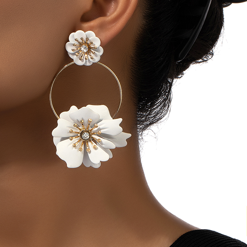 1 Pair Fairy Style Retro Korean Style Flower Plating Alloy Drop Earrings display picture 8