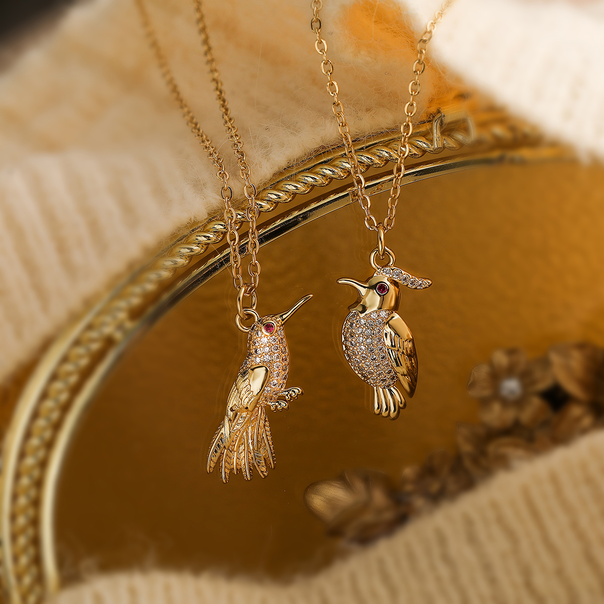 Einfacher Stil Pendeln Vogel Kupfer Überzug Inlay Zirkon 18 Karat Vergoldet Halskette Mit Anhänger display picture 4