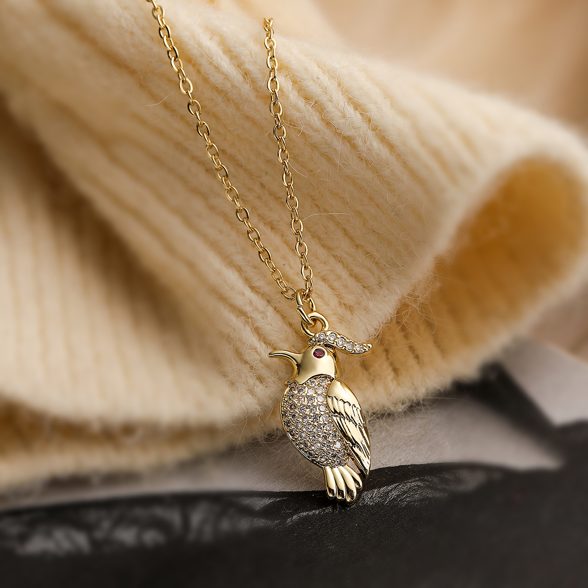 Simple Style Commute Bird Copper Plating Inlay Zircon 18k Gold Plated Pendant Necklace display picture 6