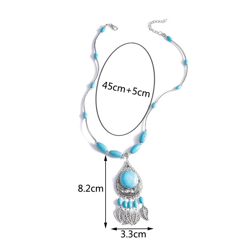 Wholesale Jewelry Retro Exaggerated Leaves Elephant Alloy Plastic Iron Turquoise Plating Hollow Out Inlay Pendant Necklace display picture 14