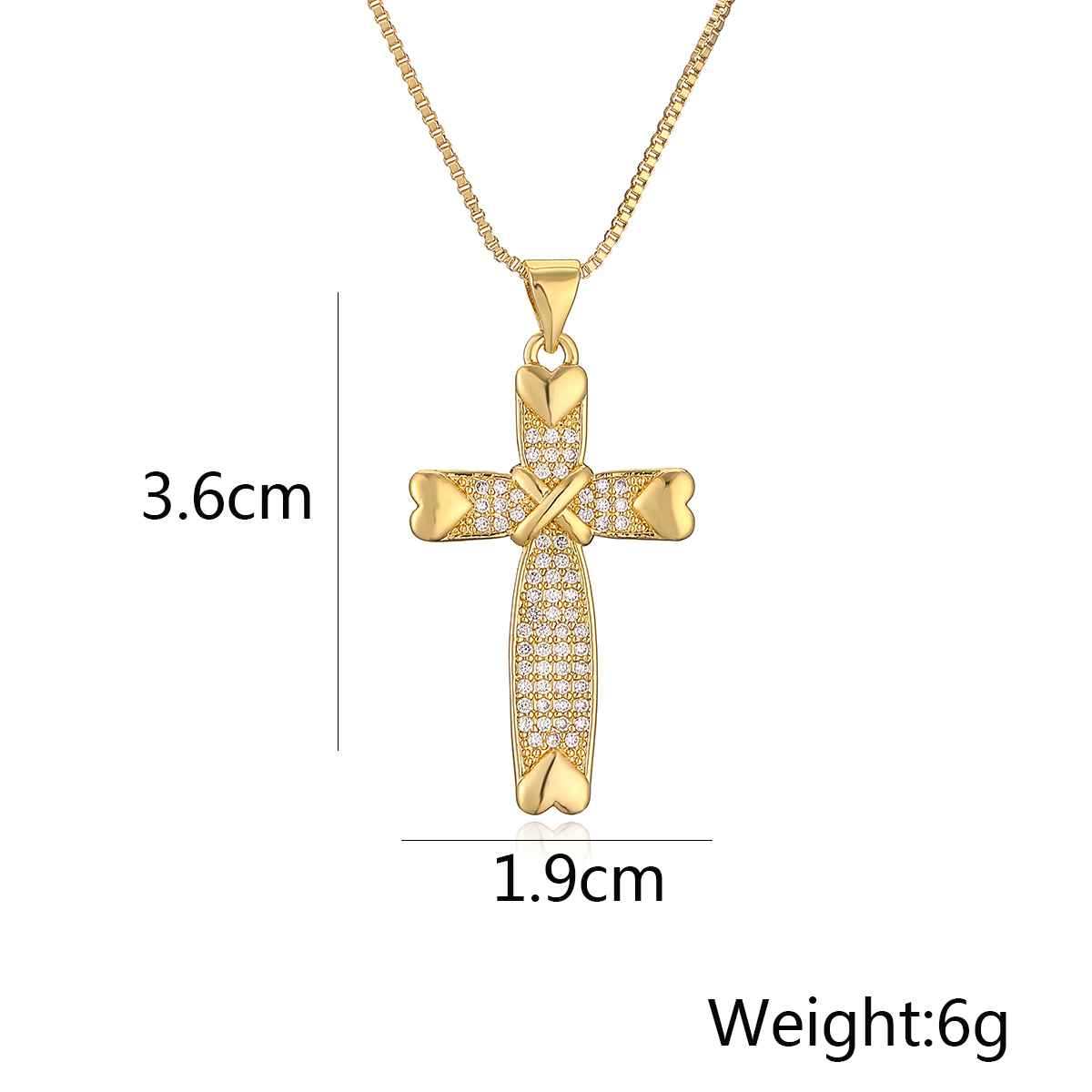 Simple Style Commute Cross Copper 18k Gold Plated Zircon Pendant Necklace In Bulk display picture 1