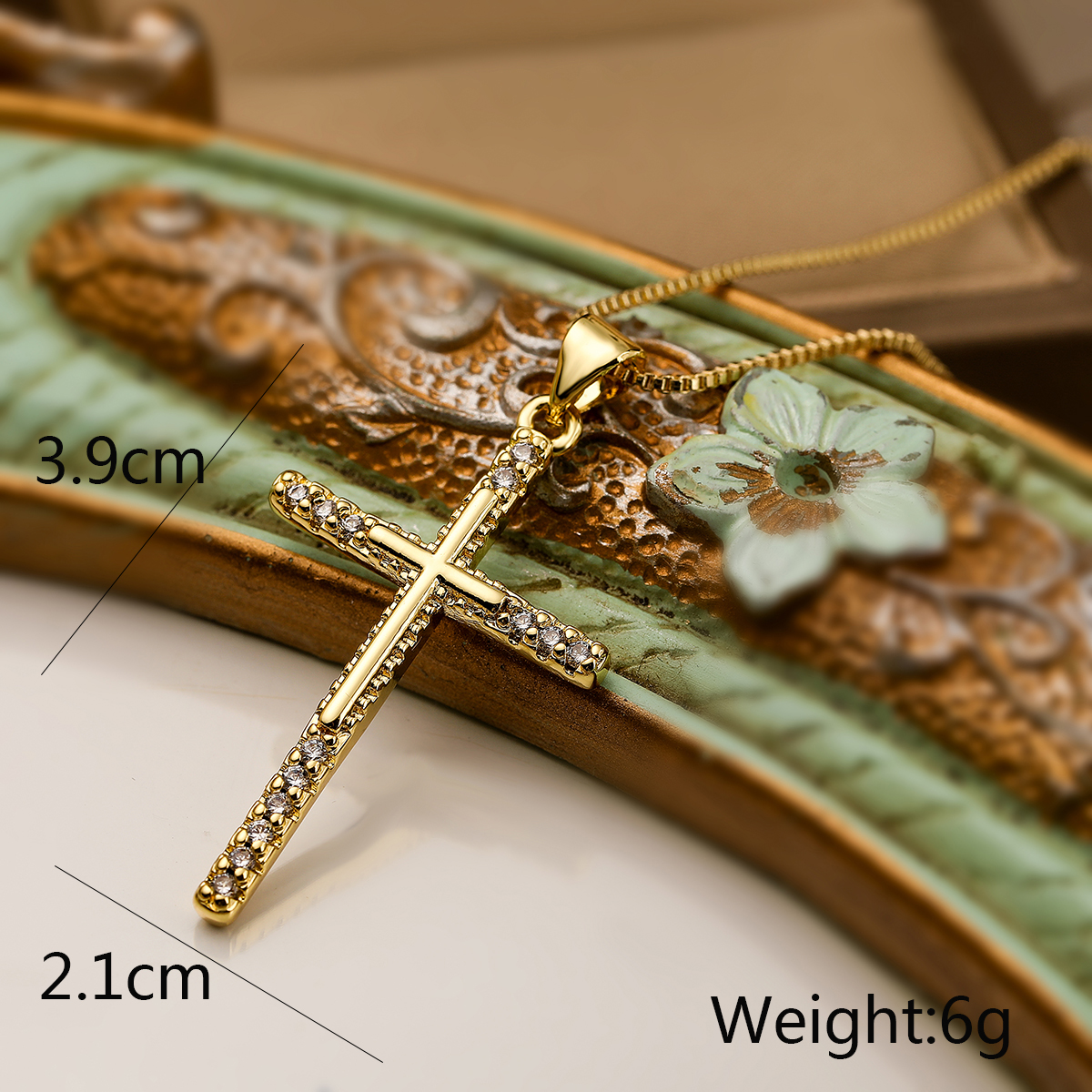 Einfacher Stil Pendeln Kreuzen Kupfer 18 Karat Vergoldet Zirkon Halskette Mit Anhänger In Masse display picture 2