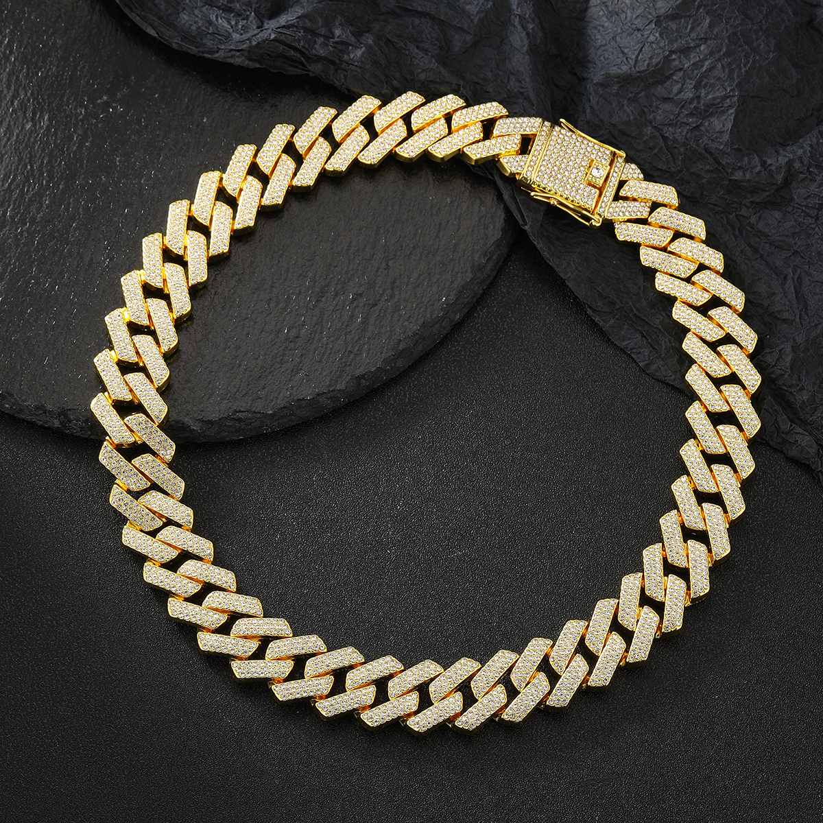 Hip-hop Punk Necklace Alloy Plating Inlay Rhinestones Gold Plated Men's Necklace display picture 4