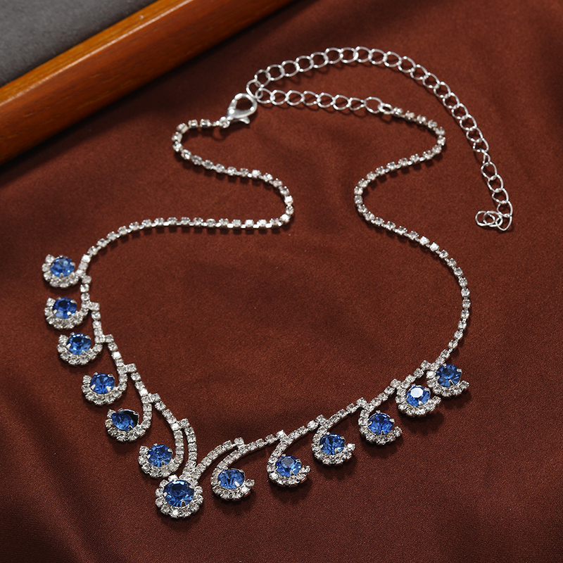 Elegant Wassertropfen Legierung Inlay Künstlicher Diamant Frau Halskette display picture 4