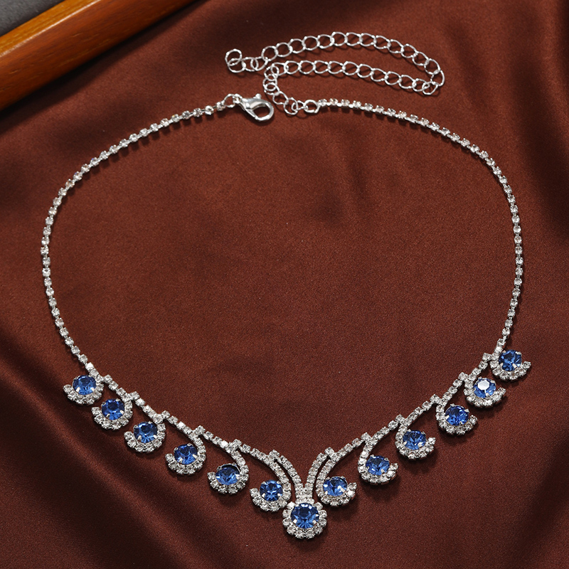 Elegant Wassertropfen Legierung Inlay Künstlicher Diamant Frau Halskette display picture 5