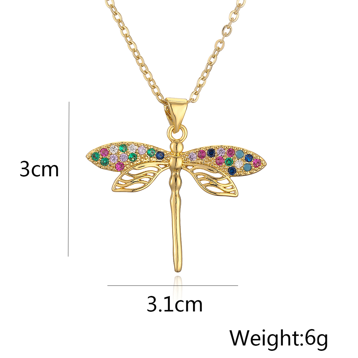 Simple Style Commute Dragonfly Copper Plating Inlay Zircon 18k Gold Plated Pendant Necklace display picture 1