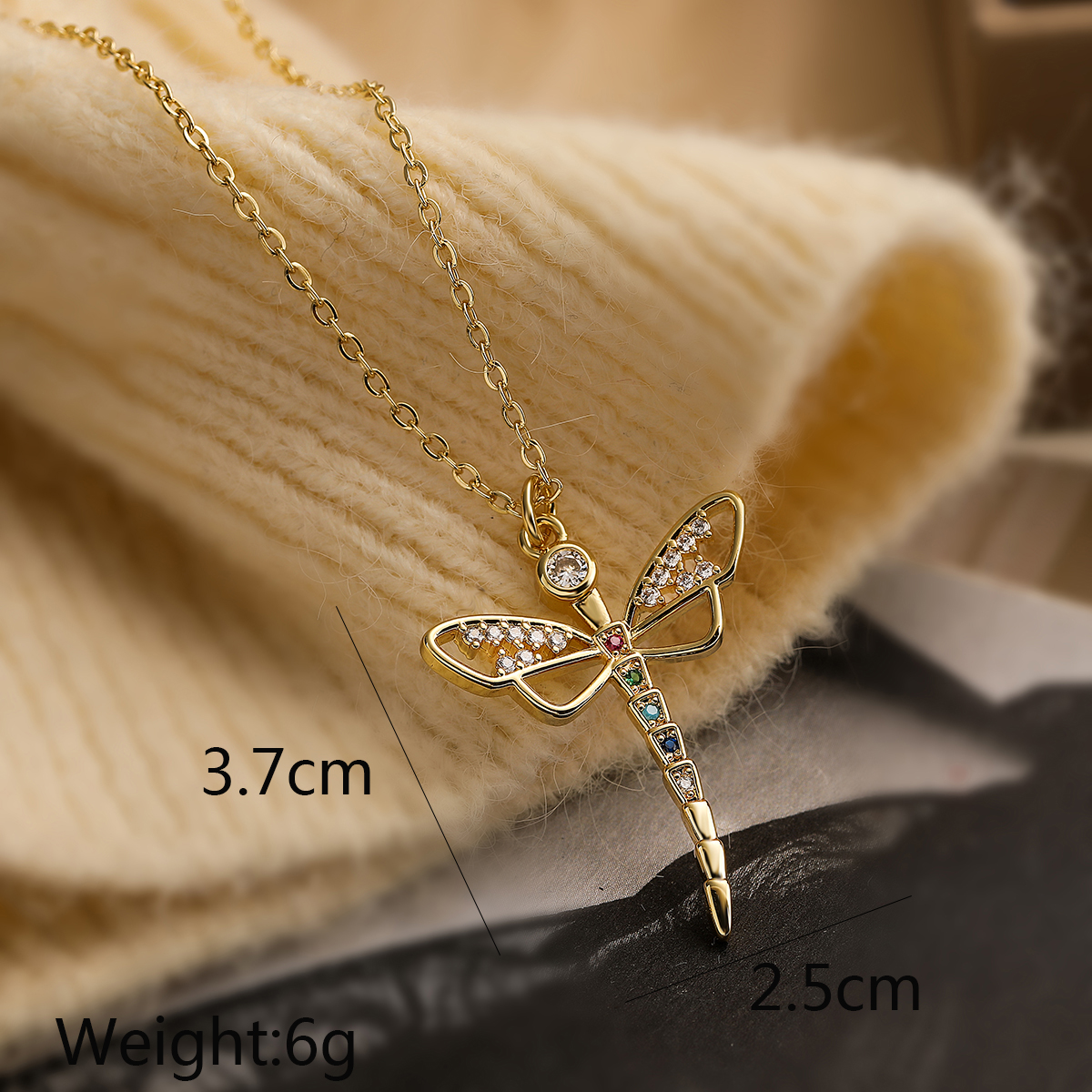 Einfacher Stil Pendeln Libelle Kupfer Überzug Inlay Zirkon 18 Karat Vergoldet Halskette Mit Anhänger display picture 2