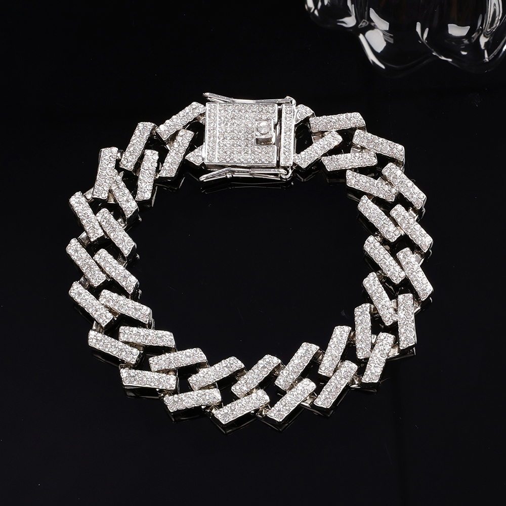 Hip Hop Übertrieben Felsen Halskette Legierung Überzug Inlay Strasssteine Versilbert Unisex Halskette display picture 4