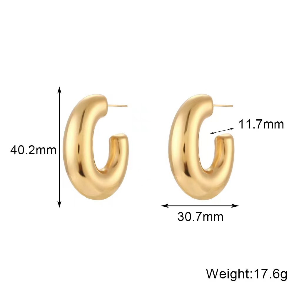1 Pair Casual Hawaiian Vacation C Shape Plating Stainless Steel 18K Gold Plated Earrings display picture 1