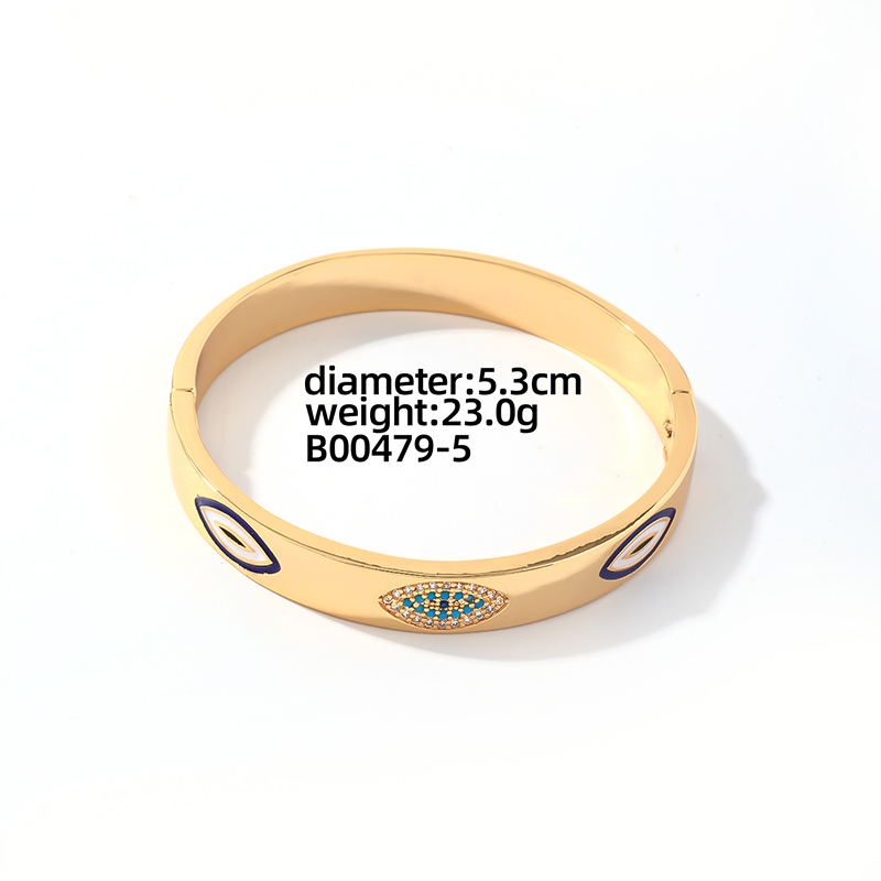Copper Casual Elegant Enamel Plating Inlay Round Devil'S Eye Zircon Rings Bracelets display picture 5