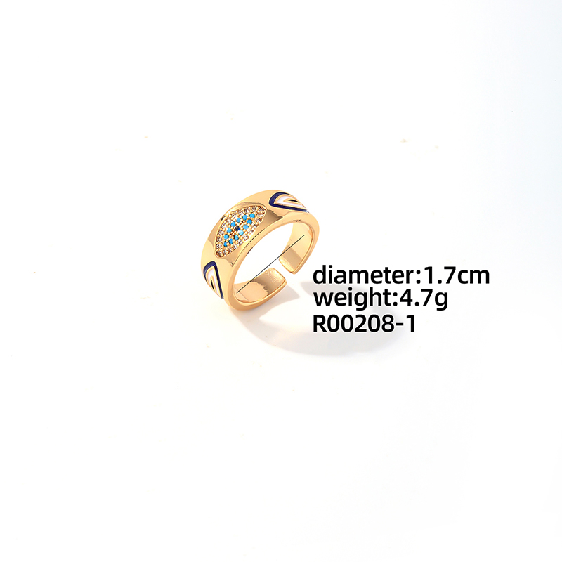Copper Casual Elegant Enamel Plating Inlay Round Devil'S Eye Zircon Rings Bracelets display picture 4