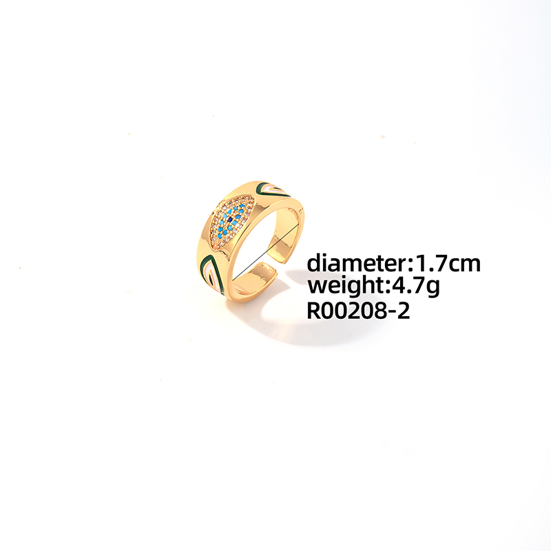 Copper Casual Elegant Enamel Plating Inlay Round Devil'S Eye Zircon Rings Bracelets display picture 2