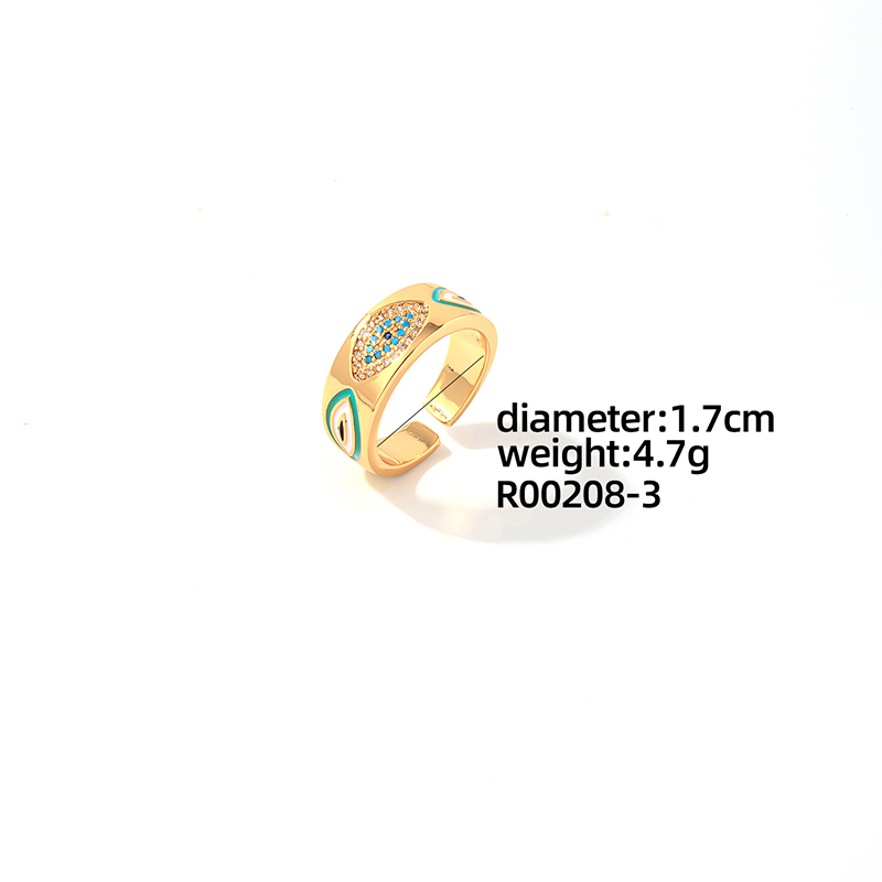 Copper Casual Elegant Enamel Plating Inlay Round Devil'S Eye Zircon Rings Bracelets display picture 1