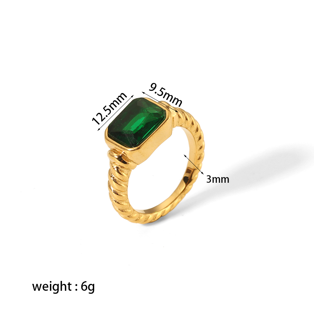 Retro Twist Stainless Steel Polishing Plating Inlay Zircon 18k Gold Plated Rings display picture 5