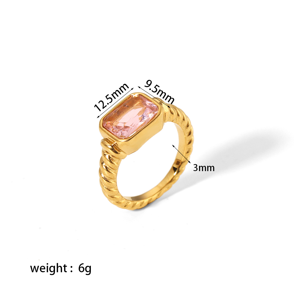 Retro Twist Stainless Steel Polishing Plating Inlay Zircon 18k Gold Plated Rings display picture 9